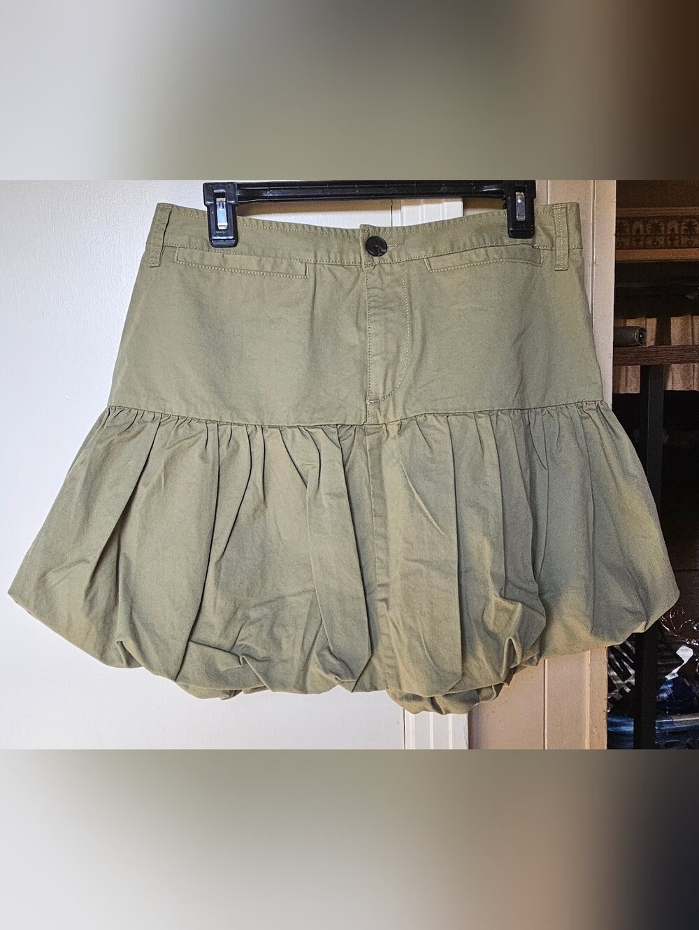 Size M Free Assembly Women’s Olive Green Mini Bubble Skirt